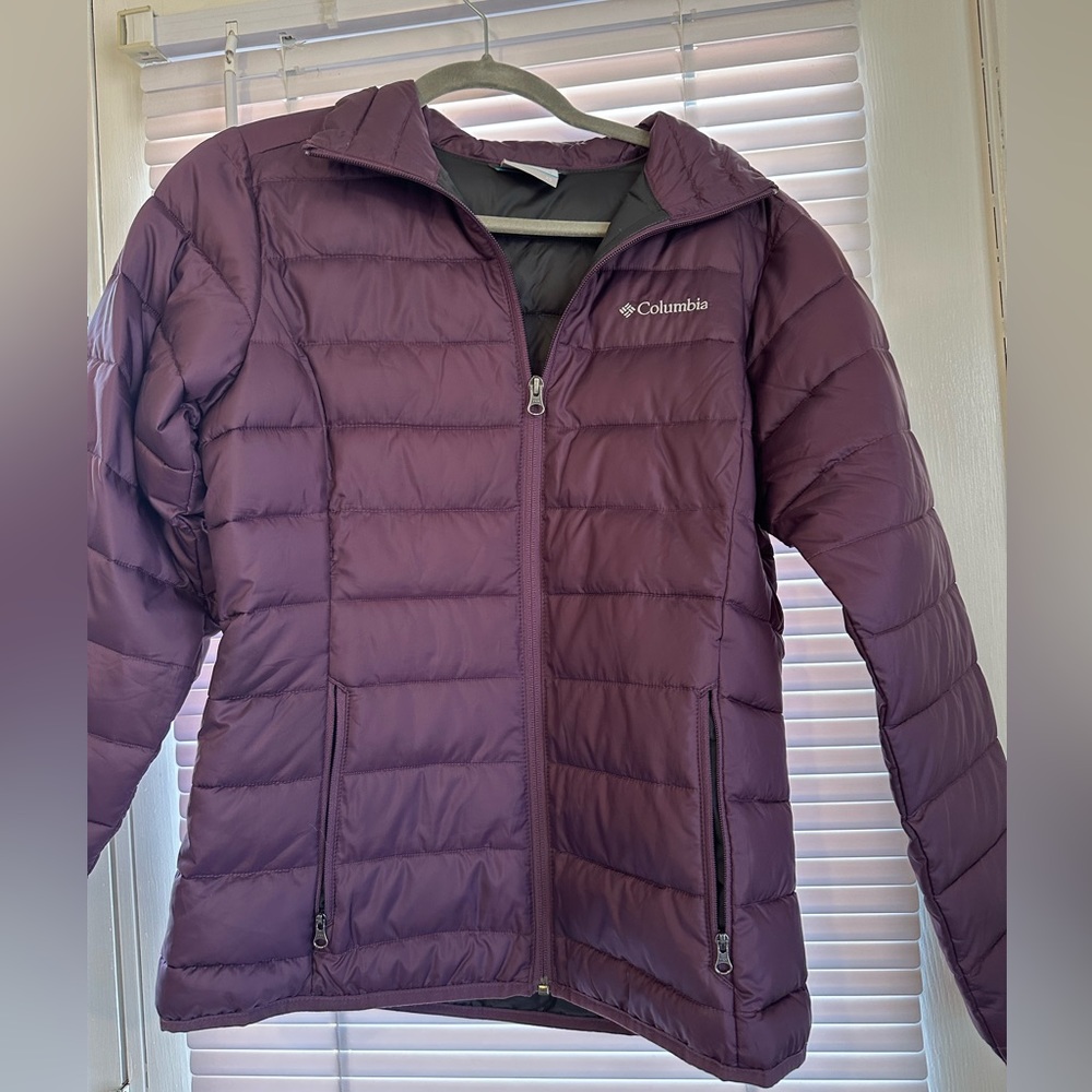 Purple Columbia puffer jacket. Worn once or twice.
